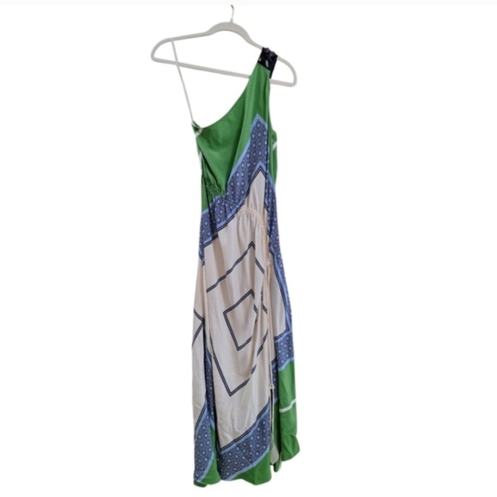 Tory Burch Womens White green One Shoulder Sloane Silk Dress NWT Sz 2 - Picture 12 of 12
